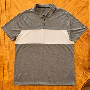 Nike Golf Polo Size XL Gray Heather Dri-Fit Breathe Color Block Performance